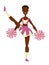 African girl cheerleader with pompoms in uniform showing split