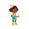 african girl with festive hat drinking juice on friend birthday cartoon vector