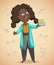 African girl scientist. Cartoon character.