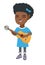 African girl singing and playing acoustic guitar.