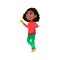 african girl teenager holding apple healthy fruit in canteen cartoon vector