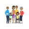 African grandparents parents children girl wheelchair , multi generation family, full length avatar on white background