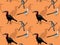 African Ground Hornbill Cartoon Seamless Background Wallpaper-01