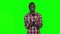 African guy dancing on green screen