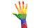 African hand with a painted lgbt flag