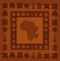 African hieroglyphs with Africa Map, Adinkra symbols, desert orange