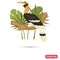 African hornbill bird color flat icon