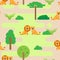 African jungle lion couples with tree seamless pattern vector