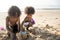 African kids enjoy playing together at the beach