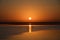 African lake Chott el Jerid at sunset
