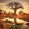 African landscape with baobab trees
