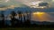 African landscape with sunset clouds and sunlight rays