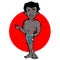African, latino or indian swimmer man cartoon