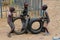 African little children playing with wheels