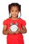 African little girl with a silvered clock