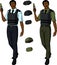 African male police officer holds taser
