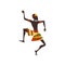 African Man Dancing Folk or Ritual Dance, Aboriginal Dancer in Bright Traditional Ethnic Clothing Vector Illustration