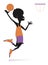 African man plays basketball isolated illustration