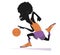 African man plays basketball isolated illustration