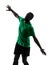 African man soccer player scoring silhouette