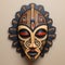 African Mask Sculpture: 3d Rendering In Maori Art Style