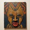 African Mask Wall Art: Blue And Orange Vienna Secession Style