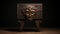 African Mask Wooden Box: Vray Tracing, Mayan Art, Rustic Naturalism
