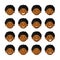 African men with rosy cheeks. Vector avatars and emoticons set