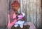 African mother breastfeeding