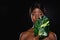 African naked woman with green exotic