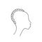 African non-binary human head in profile with curly hair, Continuous one line drawing, Abstract illustration single line, Afro