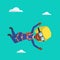 African parachutist jumping with parachute.