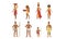 African People Set, Aboriginal Men, Women and Kids in Traditional Tribal Clothing Vector Illustration