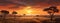 African plains at sunset photo realistic illustration - Generative AI.