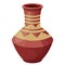 African pot, ceramic vase, craft tribal artifact in cartoon style isolated on white background. Amphora from clay,