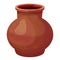 African pot, ceramic vase, craft tribal artifact in cartoon style isolated on white background. Amphora from clay,