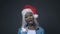 African pretty woman with white hair Happy christmas