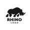 African rhino silhouette. Logo, symbol. Vector illustration.