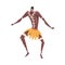 African Ritual Dance, Young Man Dancing Wearing Loincloth Cartoon Style Vector Illustration