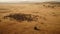 African safari adventure: wildlife herd walking on arid savannah plain generated by AI