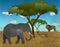 African safari with Elephant Lion and impala made form recycled paper