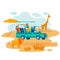 African Safari Hunting Flat Vector Illustration