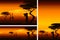 African savanna with explorer and giraffes in different formats