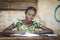 African School Girl Posing for an Educational Shot Symbol