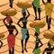 African seamless pattern of street vendors