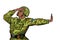 African soldier in uniform shame denial gesture no. anti militarism pacifist