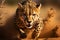 African speedster Cheetah running in nature, showcasing incredible wildlife motion