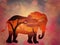 African Sunset with Elephant Grunge