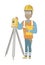 African surveyor builder working with theodolite.