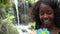 African Teen Girl at Waterfall